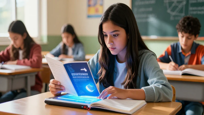 Estudiante mexicano con libro en clase moderna