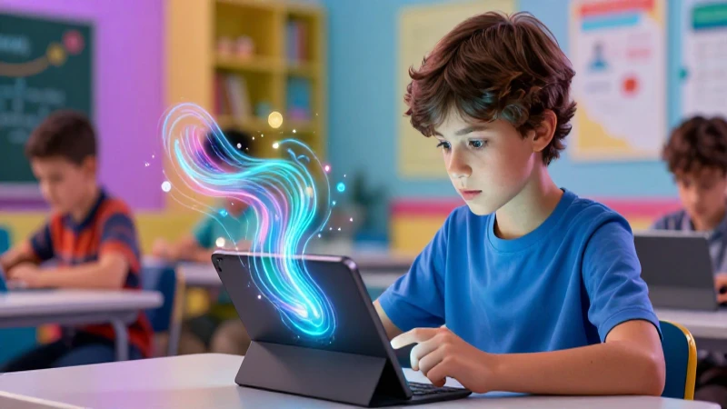 Ética digital en aula moderna y vibrante