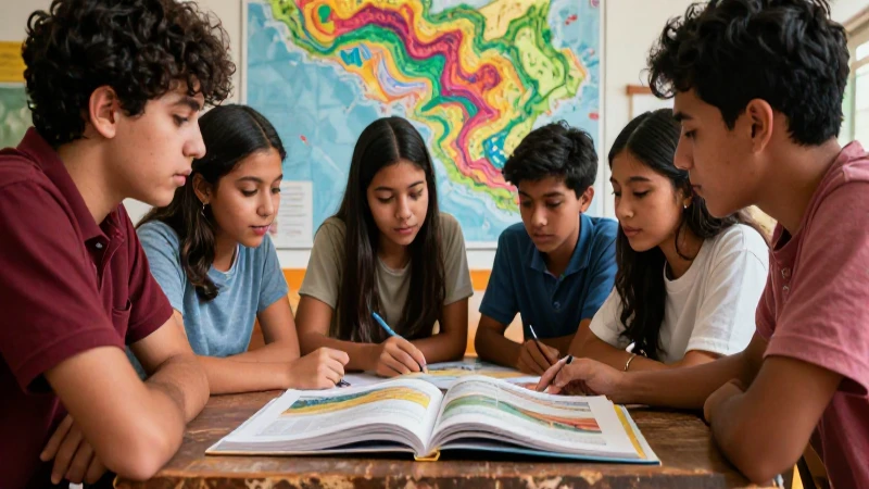 Escena educativa de geografía mexicana colaborativa
