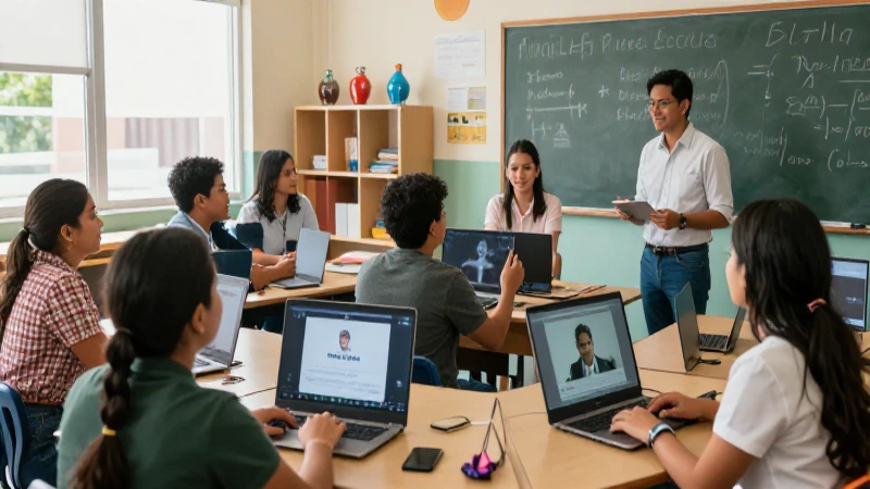 Profesores mexicanos interactúan con tecnología digital en el aula