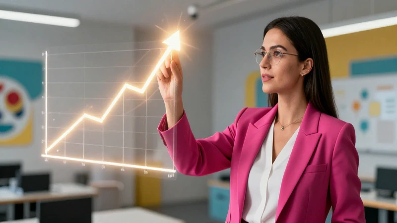 Educadora revisando crecimiento profesional con confianza