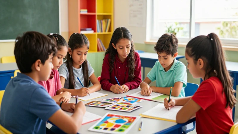 Niños mexicanos colaborando en una clase vibrante