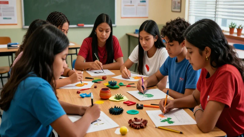 Estudiantes mexicanos colaborando en aula vibrante