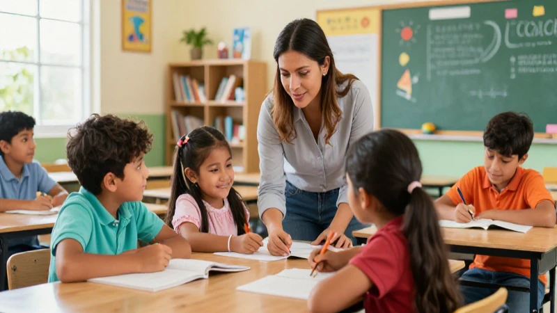 Transforma la educación de estudiantes con discapacidad: estrategias inclusivas 4 Maestra guía a estudiantes en aula mexicana moderna