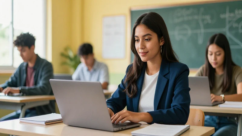 Fomenta el emprendimiento en la educación y potencia tu futuro 4 Estudiante mexicano exitoso en aula moderno