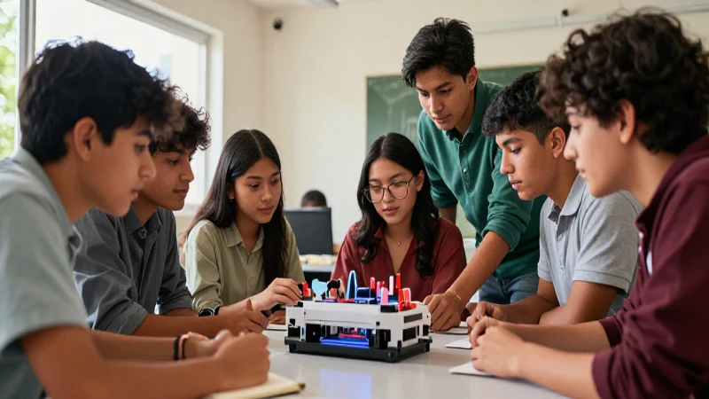 Fomenta el espíritu emprendedor en estudiantes: Estrategias efectivas 4 Jóvenes colaborando en prototipo en aula moderna