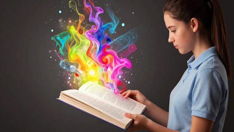 10 estrategias didácticas para enseñar poesía española 5 Estudiante joven explora vibrante poesía ilustrada