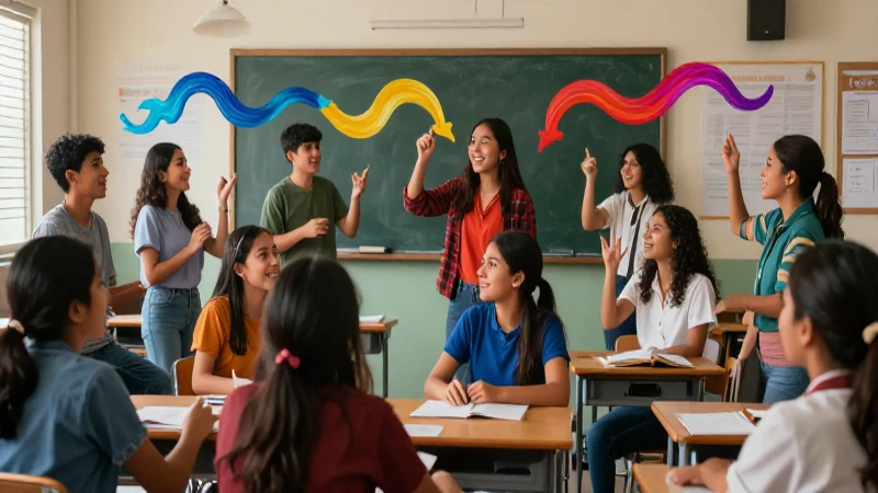 Estudiantes mexicanos alegres en moderno aula digital