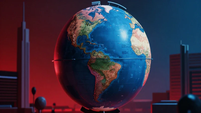 Globo y arquitectura con contraste dramático