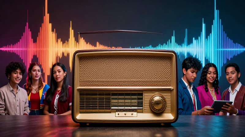 Radios mexicanas vintage en vibrante ilustración