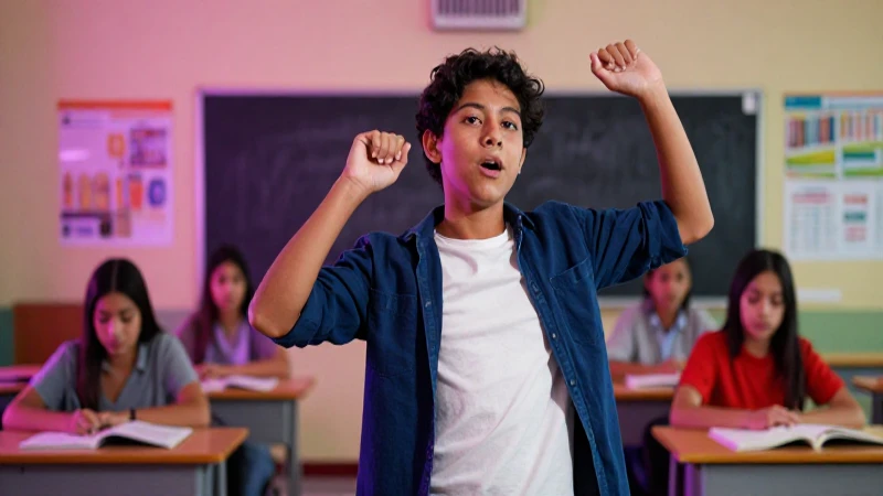 Desarrolla habilidades teatrales con la Nueva Escuela Mexicana 6 Estudiante dinámico en performance teatral
