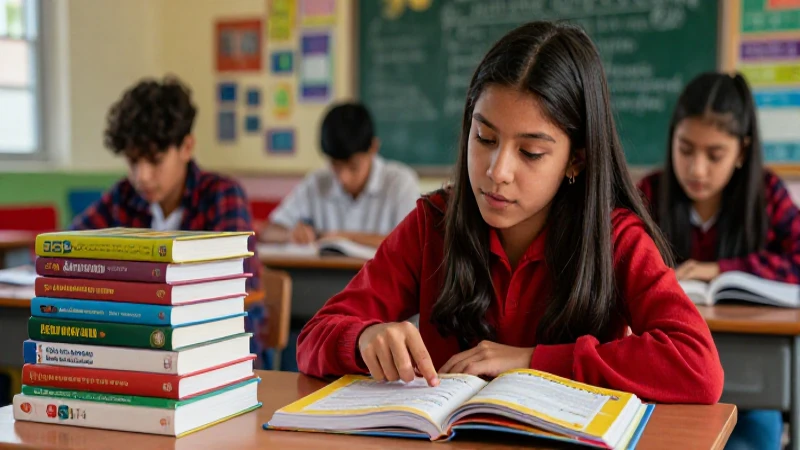 Estudiante mexicano aprende español en aula moderna