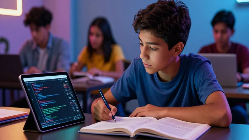 Estudiante mexicano aprendiendo tecnología moderna