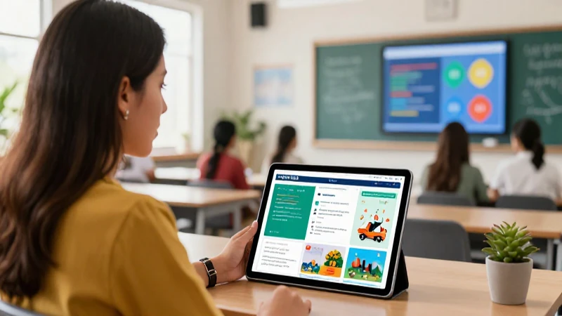 Potencia la educación con herramientas tecnológicas para una evaluación más efectiva en la escuela mexicana 5 Educador mexicano enfoca datos en aula brillante