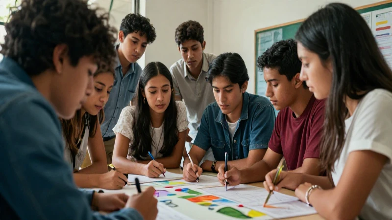 Estudiantes mexicanos colaborando en emprendimiento social