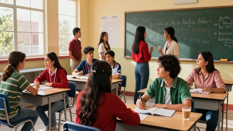 La Nueva Escuela Mexicana: Transformación educativa con impacto revolucionario 3 Ilustración vibrante de colaboración estudiantil mexicana
