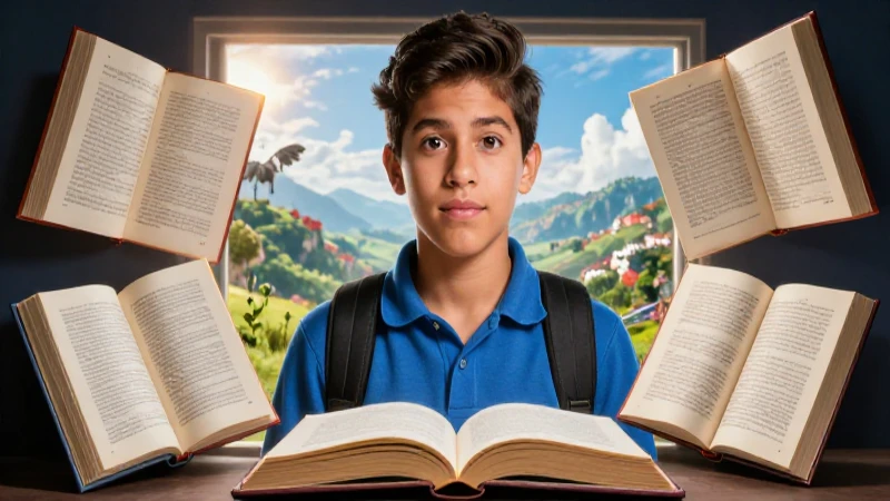 Estudiante curioso descubre mundo a través de libros