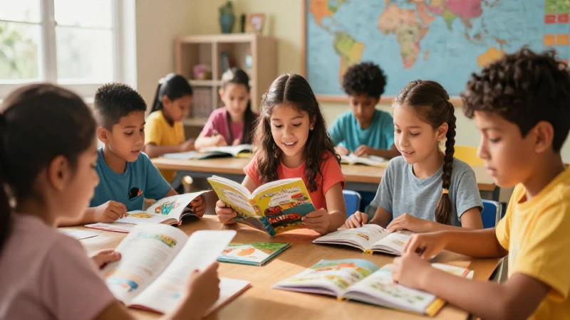 Beneficios académicos de la promoción de lectura y escritura en la nueva escuela mexicana 4 Estudiantes mexicanos leen juntos bajo luz cálida