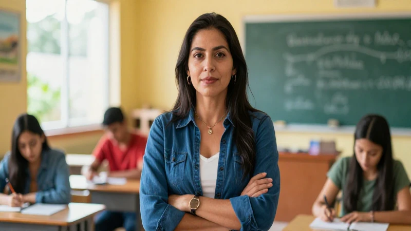 Educadora mexicana empoderada guía un aula vibrante