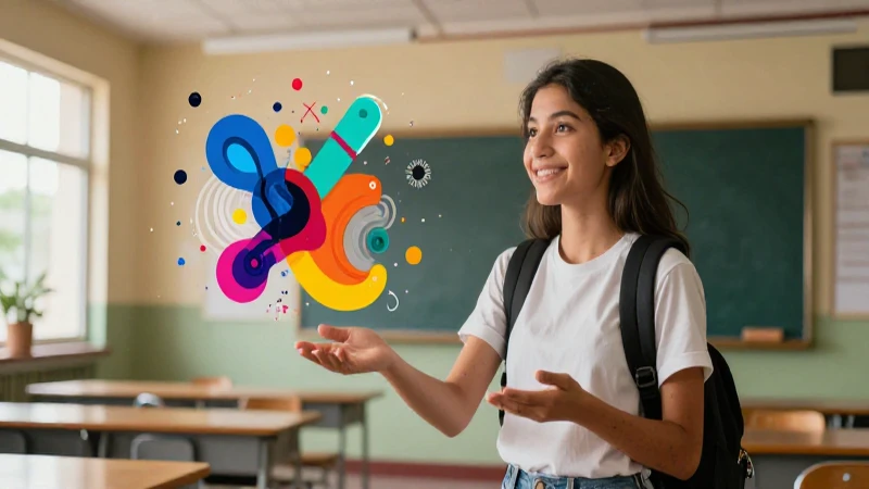 Evaluación educativa en la nueva escuela mexicana: implicaciones y resultados 4 Estudiante mexicano con visualización de datos vibrantes