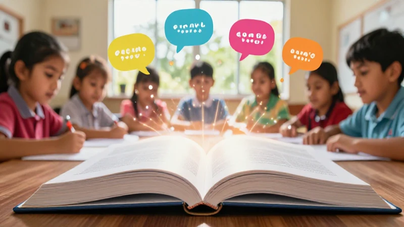 Libro brillante, niños interactúan con conocimiento colorido