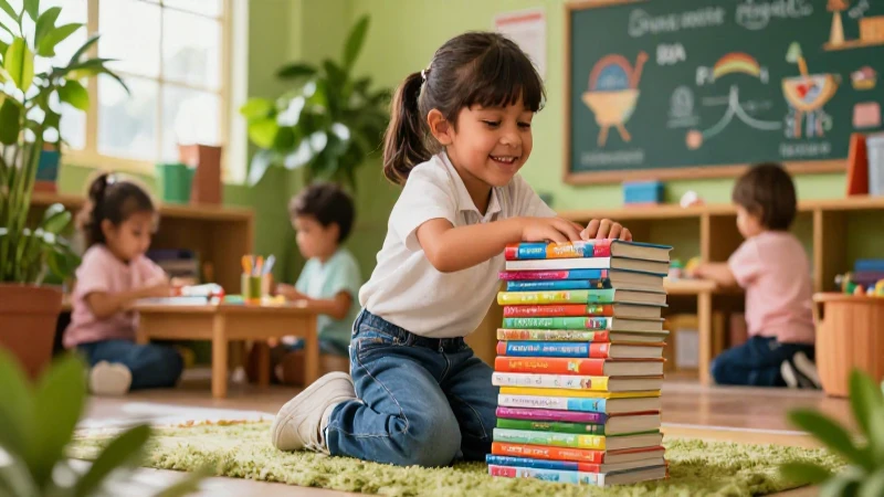 Estudiante feliz con libros en ambiente de aprendizaje mexicano
