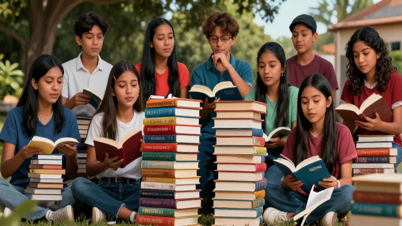 Estudiantes mexicanos aprenden con libros coloridos