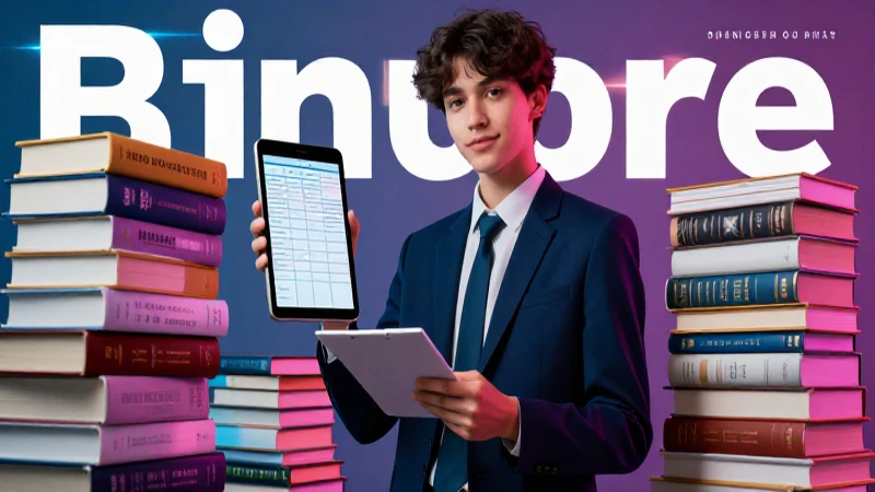 Estudiante profesional con lista y libros académicos