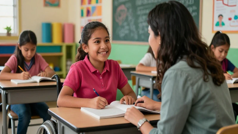 Estudiante con discapacidad en aula mexicana inclusiva