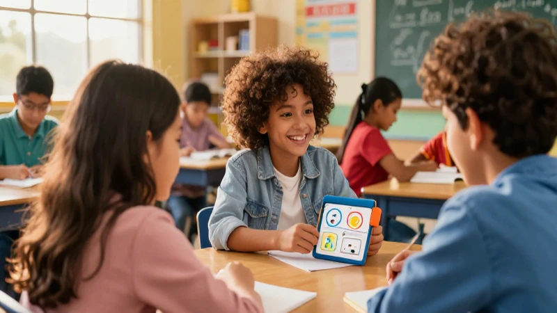 Aula moderna, estudiantes felices, aprendizaje diverso