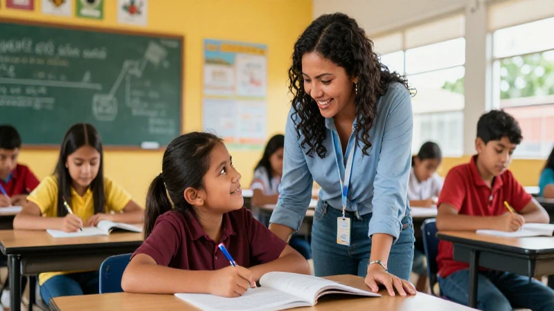 Conoce las medidas para una formación docente inclusiva de calidad 3 Profesor guía estudiante en aula mexicana moderna