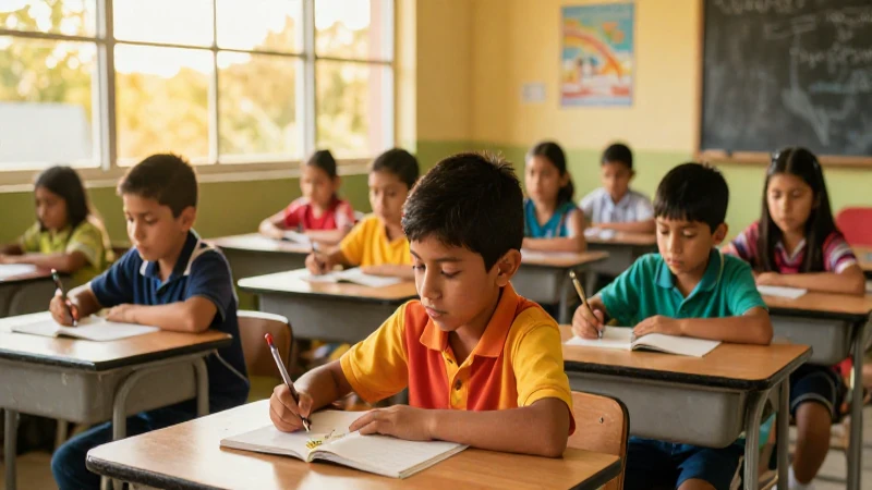 Transformando la educación en México: medidas para una inclusión sin límites 3 Aula mexicana vibrante bajo sol dorado