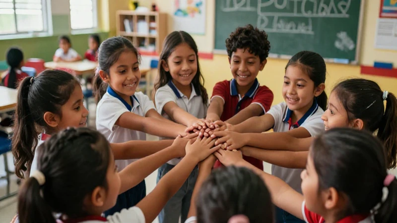 Acaba con la discriminación y violencia de género en las escuelas: medidas poderosas 4 Niños felices crean un círculo protector contra la violencia