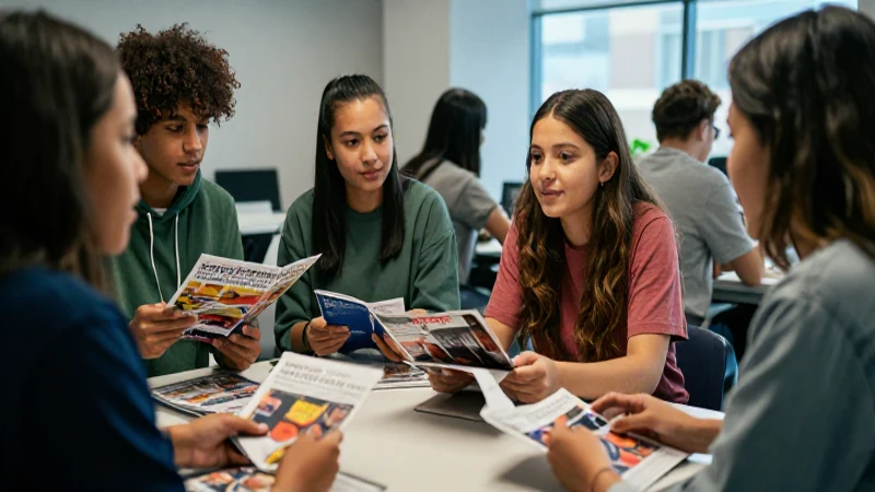Estudiantes diversos en un moderno espacio de aprendizaje