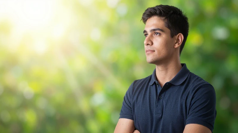 Joven confiado buscando el crecimiento