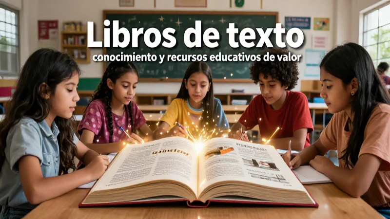 Libros de texto: conocimiento y recursos educativos de valor 4 Libros de texto y estudiantes aprendiendo con energía