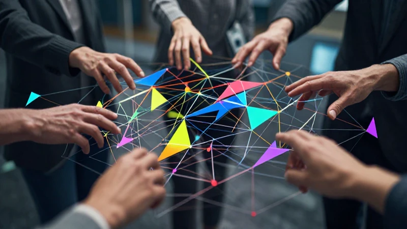 Organizaciones: Tipos, Modelos y Características Clave 7 Red colaborativa con diseños geométricos vibrantes