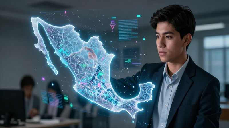 Conoce qué países limitan con México: fronteras, curiosidades y más 4 Estudiante mexicano con mapa holográfico dinámico