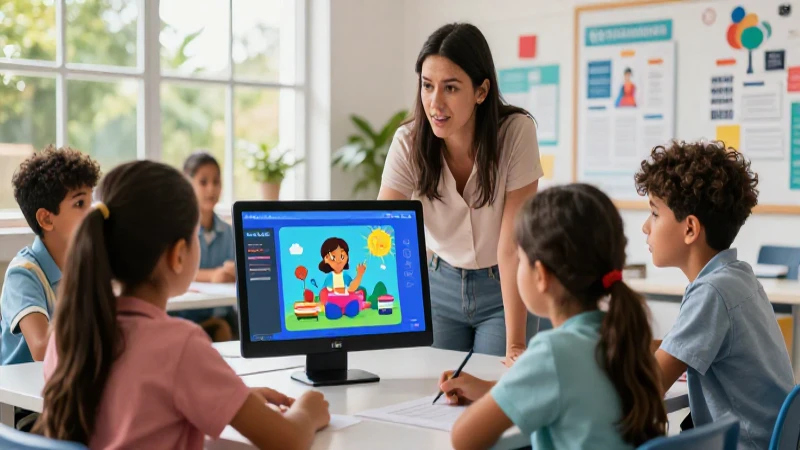 El papel clave de los padres en la innovación tecnológica en el aula 5 Madre guía estudio digital en aula moderna