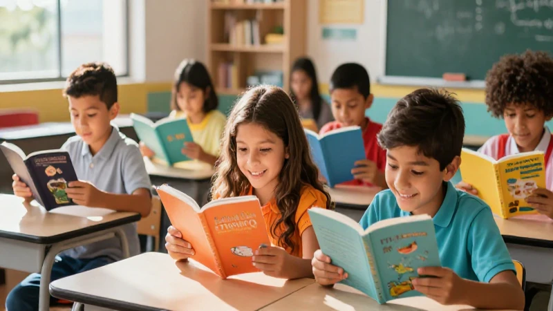 Transformación educativa: Libros de texto gratuitos y su impacto en la educación primaria 3 Estudiantes mexicanos alegres leyendo en su aula