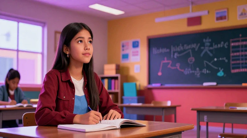 Lucha contra el acoso escolar de género: Prevención y combate efectivo en México 4 Estudiante mexicana resiliente en aula moderna