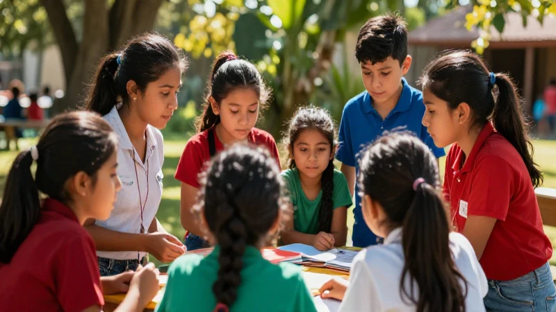 Transforma la educación con la nueva escuela mexicana: descubre su poder 3 Niños mexicanos colaborando en un aula natural iluminada