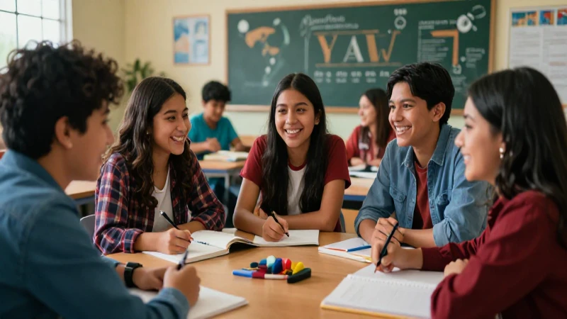 Garantizando igualdad educativa: Accesibilidad y equidad en la nueva escuela mexicana 3 Estudiantes mexicanos alegres aprendiendo en aula moderna
