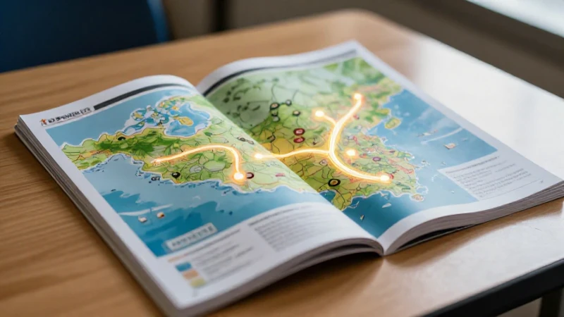 Libro vibrante y mapa brillante en un escritorio