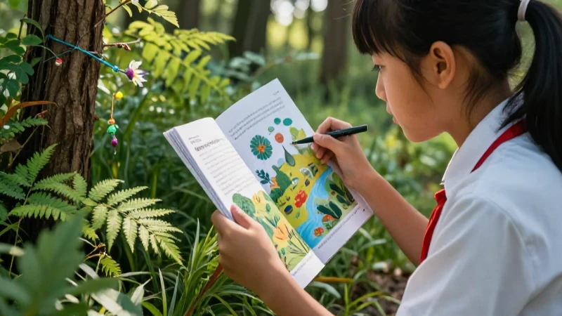 10 consejos para potenciar libros de ciencias/biología de la SEP 4 Ilustración de estudiante curioso con naturaleza