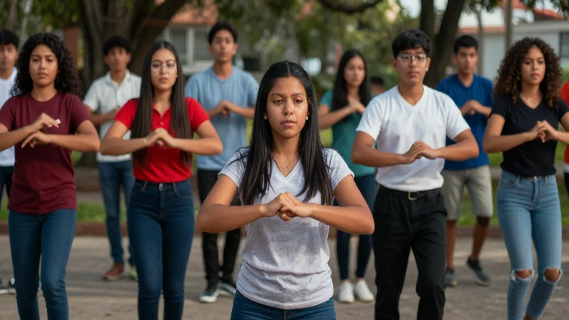Estudiantes mexicanos aprendiendo en acción dinámica
