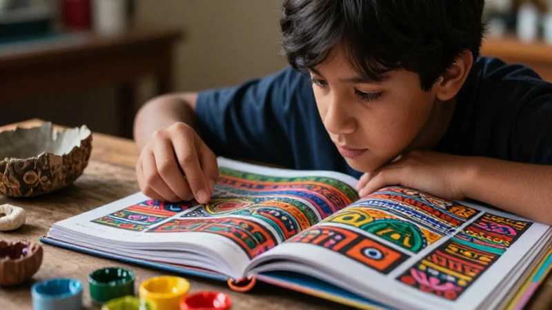 Estudiante creativo con patrones mexicanos vibrantes