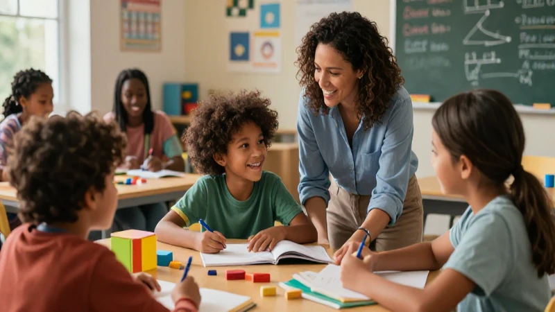 Herramientas inclusivas para docentes: mejora tu enseñanza con recursos innovadores 3 Maestro y alumno felices en aula moderna