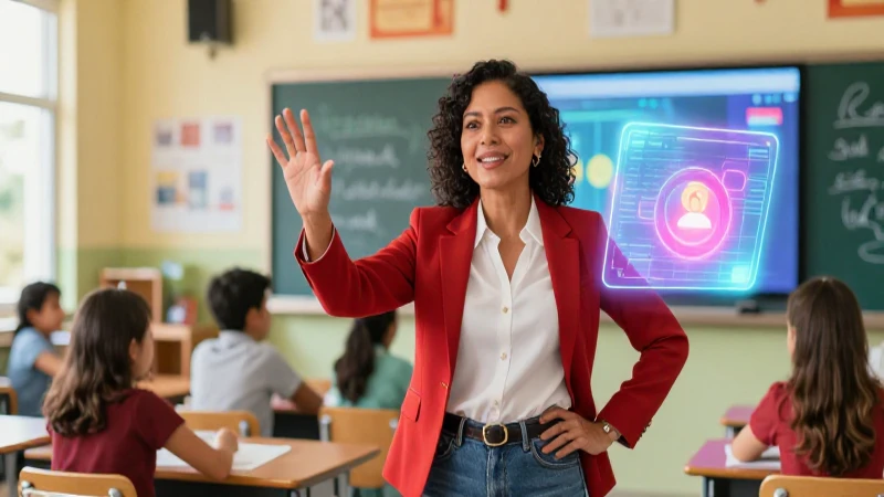 Recursos actualizados para docentes: La clave para el éxito en la Nueva Escuela Mexicana 7 Profesora mexicana interactúa con hologramas digitales