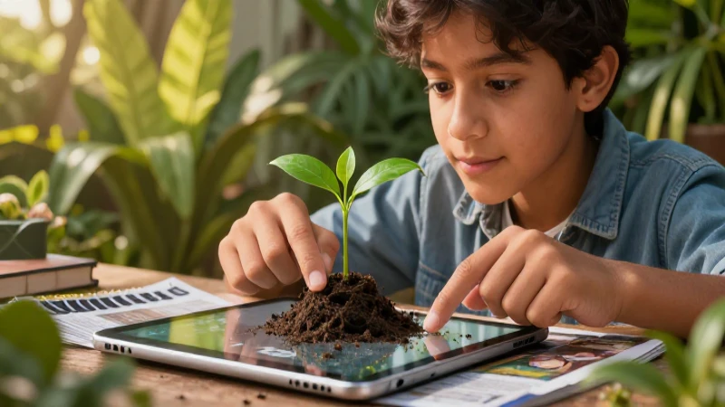 Herramientas para educación sustentable en la Nueva Escuela Mexicana 6 Estudiante mexicano con naturaleza crece digitalmente